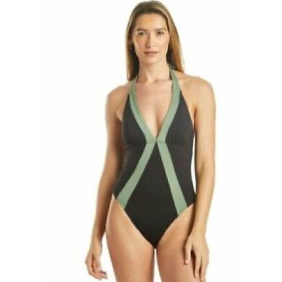 Vince Camuto deep sea color block swimsuit. Runs small. NWT - Picture 4 of 7